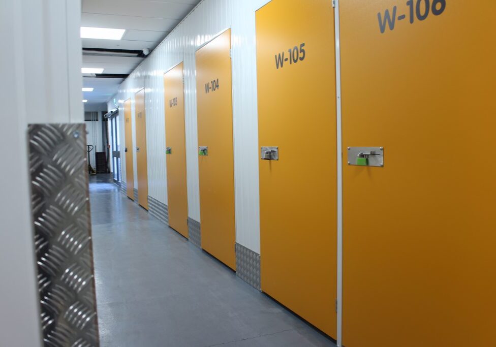 corridor inside self storage centre